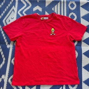 Vintage Looney Tunes Men’s XL Red T-Shirt Embroidered Marvin the Martian Tee